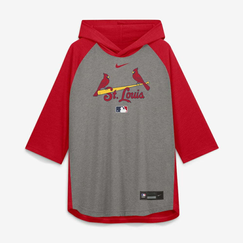 St. Louis Cardinals Nike Authentic Collection Flux Dri-FIT Raglan 3/4-Sleeve Hooded T-Shirt - MLB