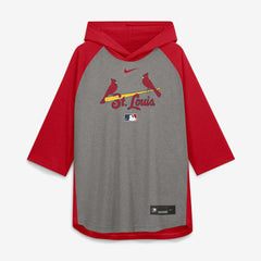 St. Louis Cardinals Nike Authentic Collection Flux Dri-FIT Raglan 3/4-Sleeve Hooded T-Shirt - MLB