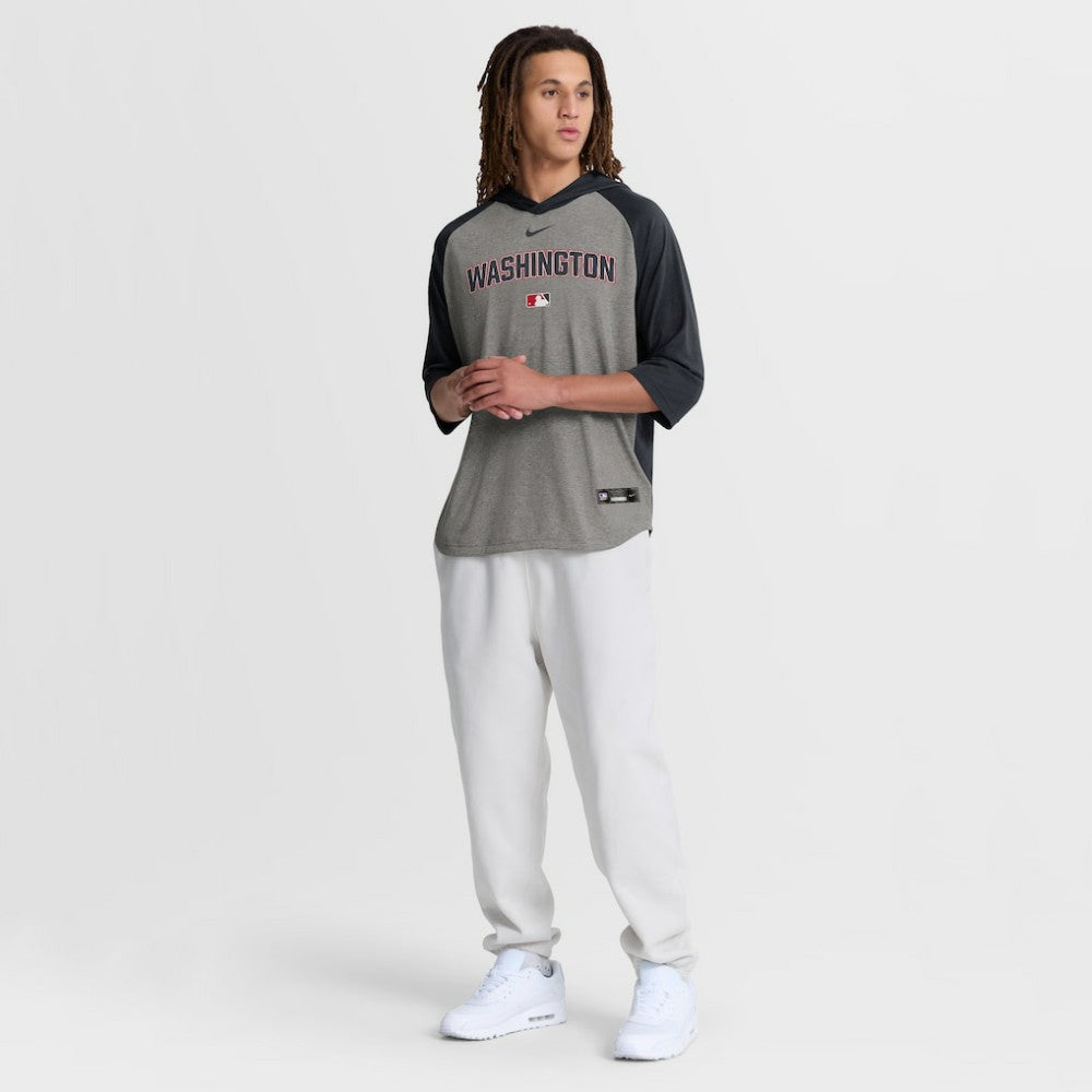 Washington Nationals Nike Authentic Collection Flux Dri-FIT Raglan 3/4-Sleeve Hooded T-Shirt - MLB