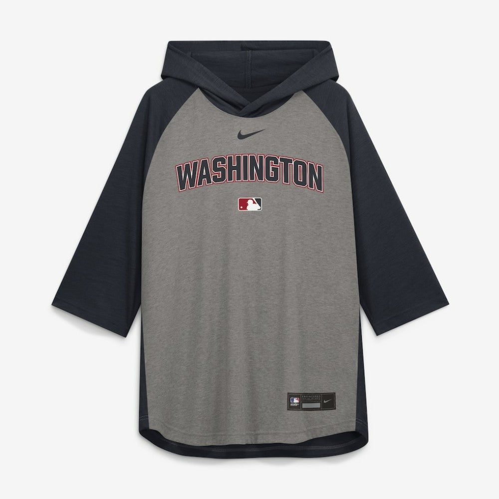 Washington Nationals Nike Authentic Collection Flux Dri-FIT Raglan 3/4-Sleeve Hooded T-Shirt - MLB