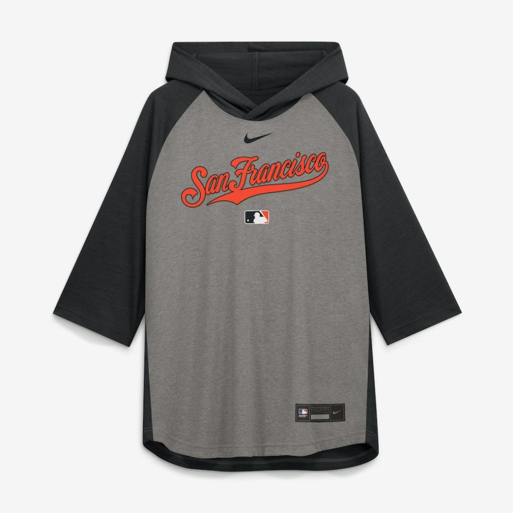 San Francisco Giants Nike Authentic Collection Flux Dri-FIT Raglan 3/4-Sleeve Hooded T-Shirt - MLB