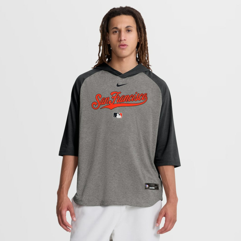 San Francisco Giants Nike Authentic Collection Flux Dri-FIT Raglan 3/4-Sleeve Hooded T-Shirt - MLB