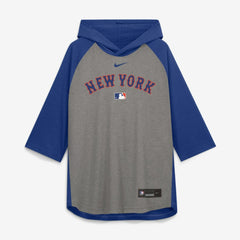 New York Mets Nike Authentic Collection Flux Dri-FIT Raglan 3/4-Sleeve Hooded T-Shirt - MLB