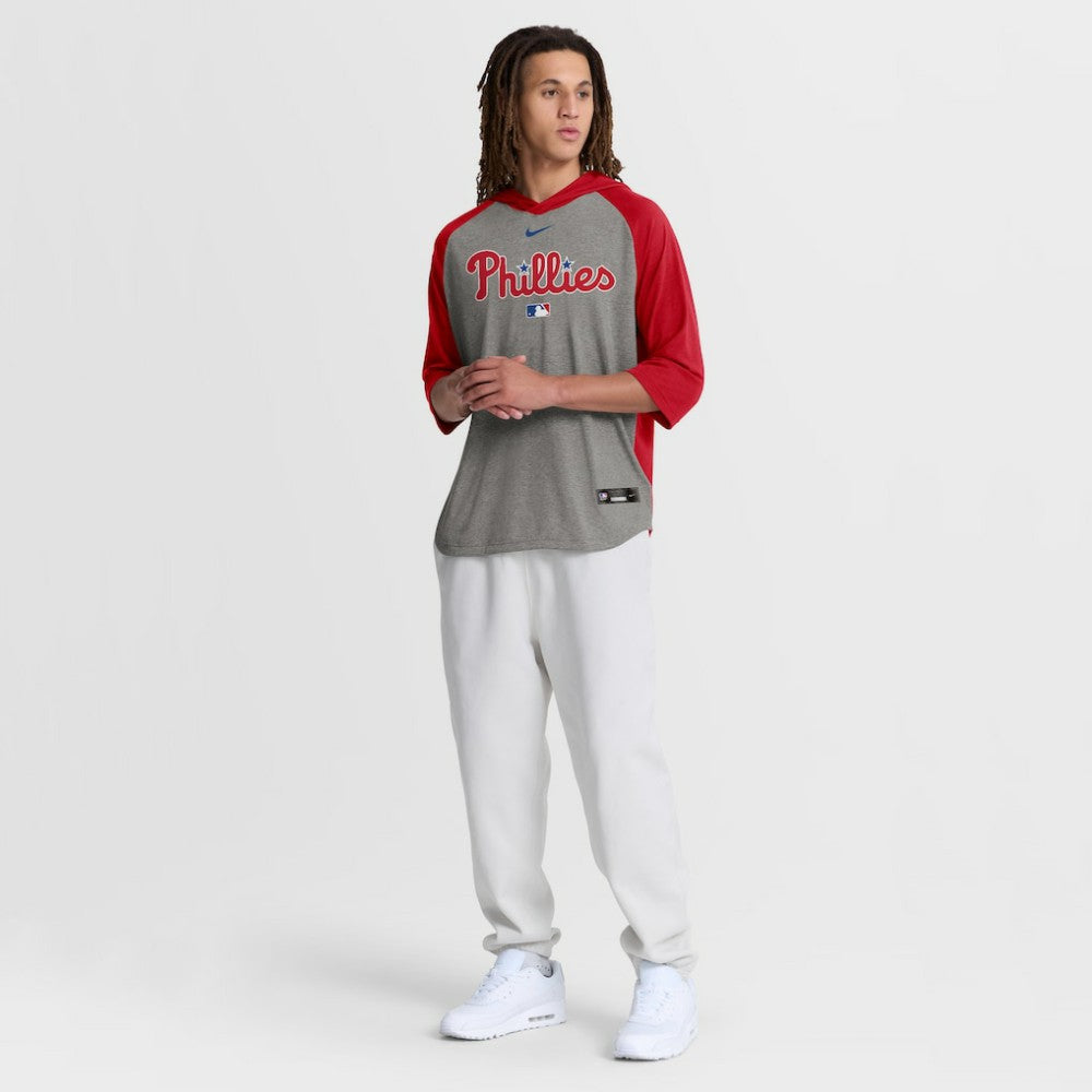 Philadelphia Phillies Nike Authentic Collection Flux Dri-FIT Raglan 3/4-Sleeve Hooded T-Shirt - MLB