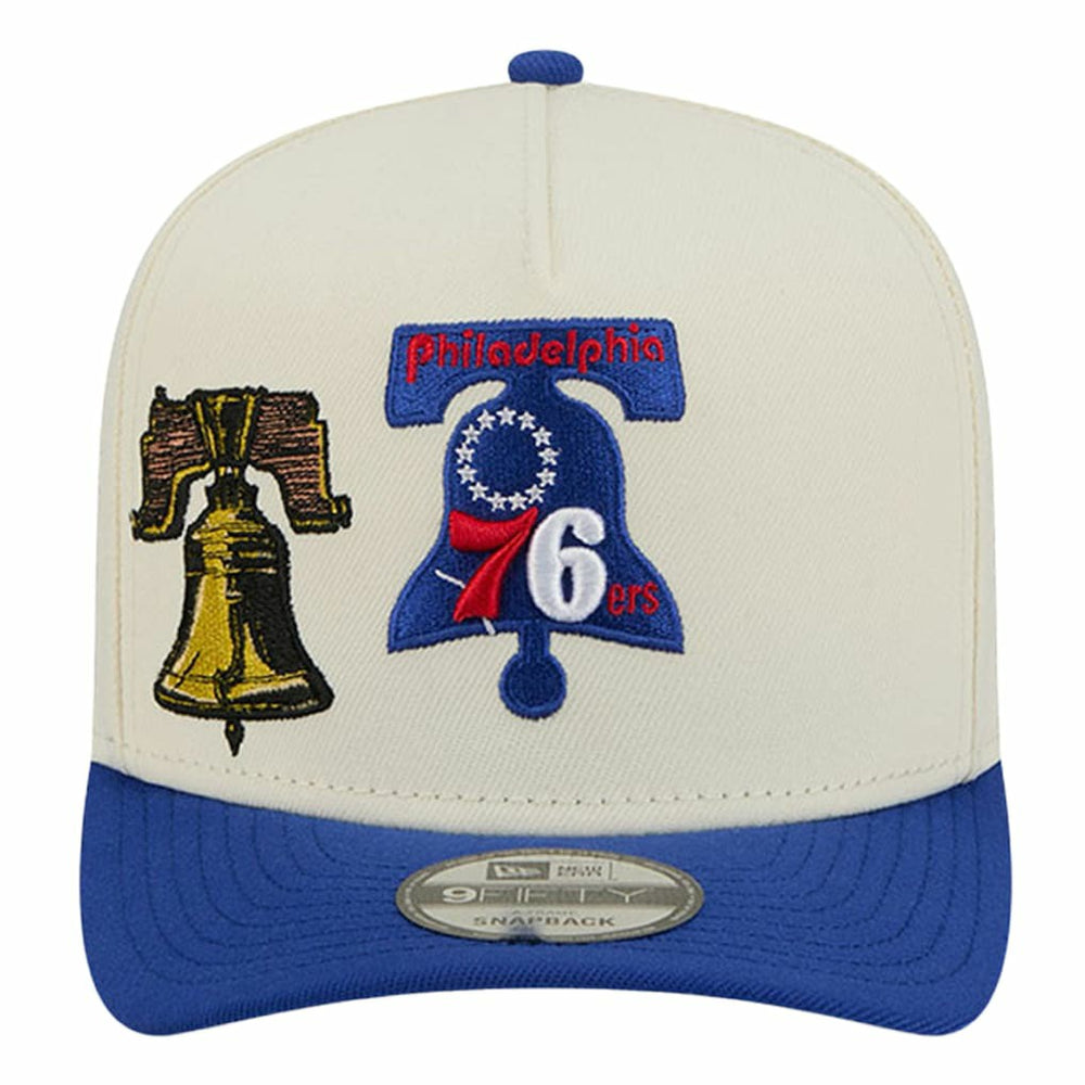 Philadelphia 76ers Illustrated Mascot 2-Toned Pre-Curved A-Frame 9FIFTY Adjustable Hat Cream - NBA