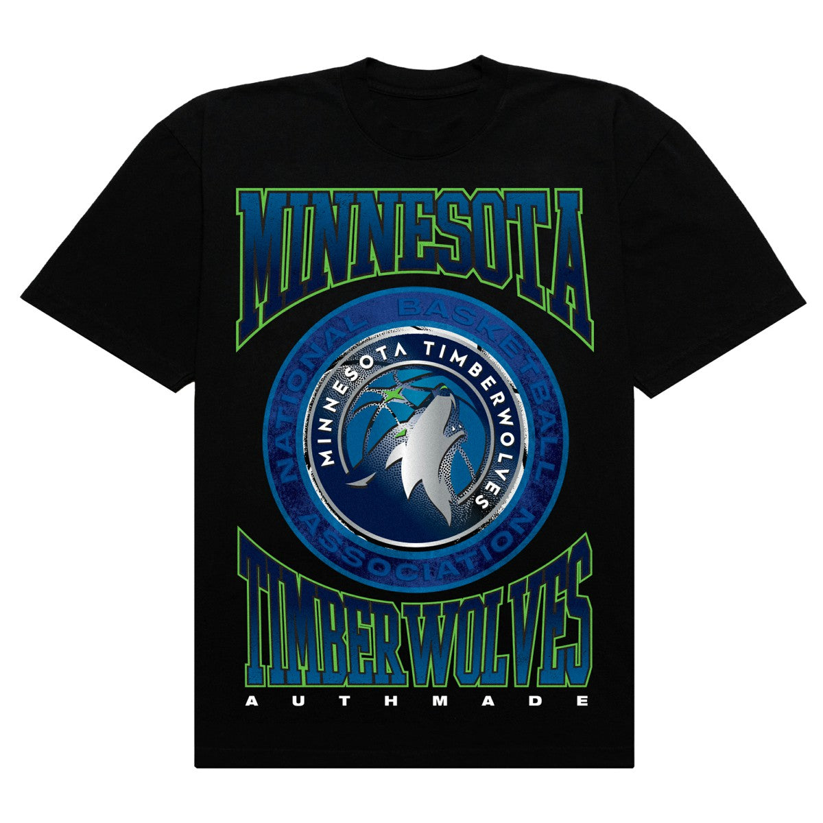 Minnesota Timberwolves Authmade Vintage Metal Premium Heavyweight T-Shirt Black - NBA