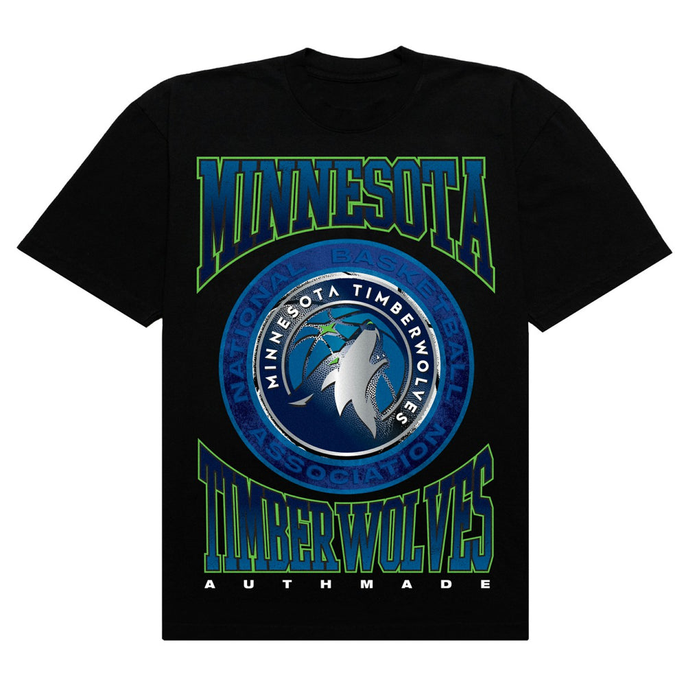 Minnesota Timberwolves Authmade Vintage Metal Premium Heavyweight T-Shirt Black - NBA