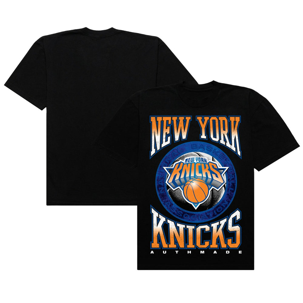 New York Knicks Authmade Vintage Metal Premium Heavyweight T-Shirt Black - NBA