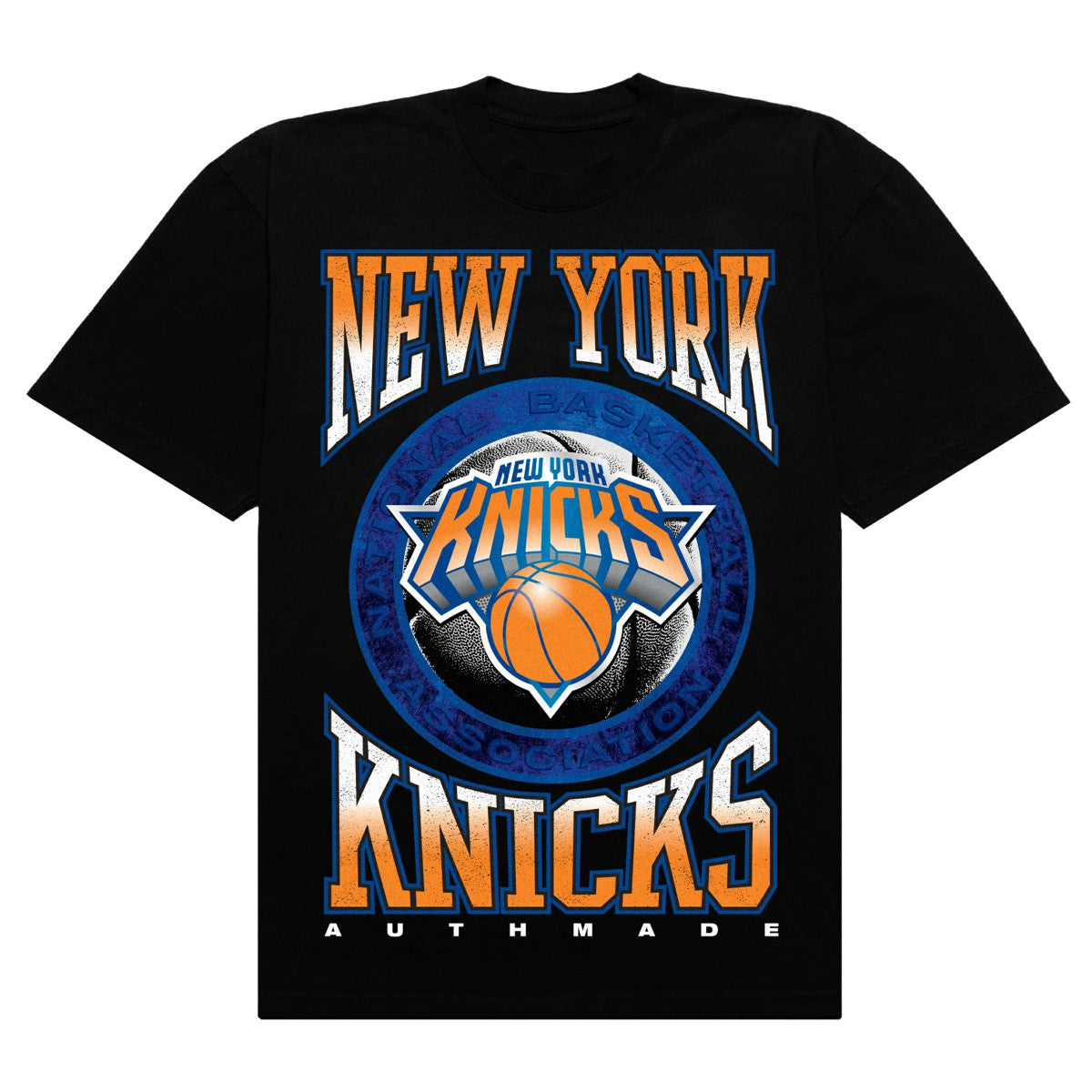 New York Knicks Authmade Vintage Metal Premium Heavyweight T-Shirt Black - NBA