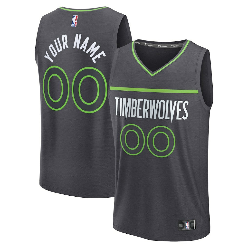 Minnesota Timberwolves Fastbreak Custom Jersey Statement Edition Anthracite - NBA