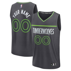 Minnesota Timberwolves Fastbreak Custom Jersey Statement Edition Anthracite - NBA