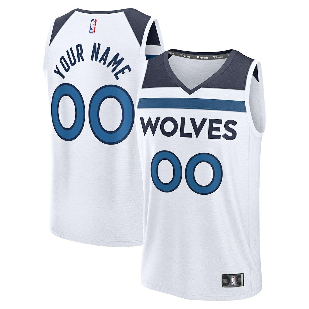 Minnesota Timberwolves Fastbreak Custom Jersey Association Edition White - NBA