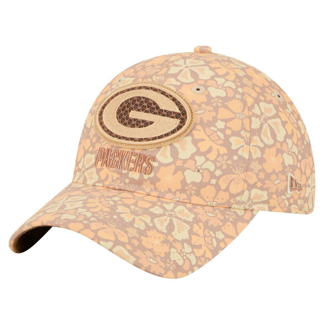 Green Bay Packers New Era Women's Floral 9TWENTY Adjustable Hat Tan | NFL