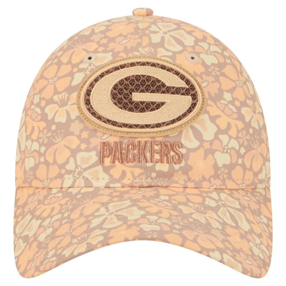 Green Bay Packers New Era Women's Floral 9TWENTY Adjustable Hat Tan | NFL