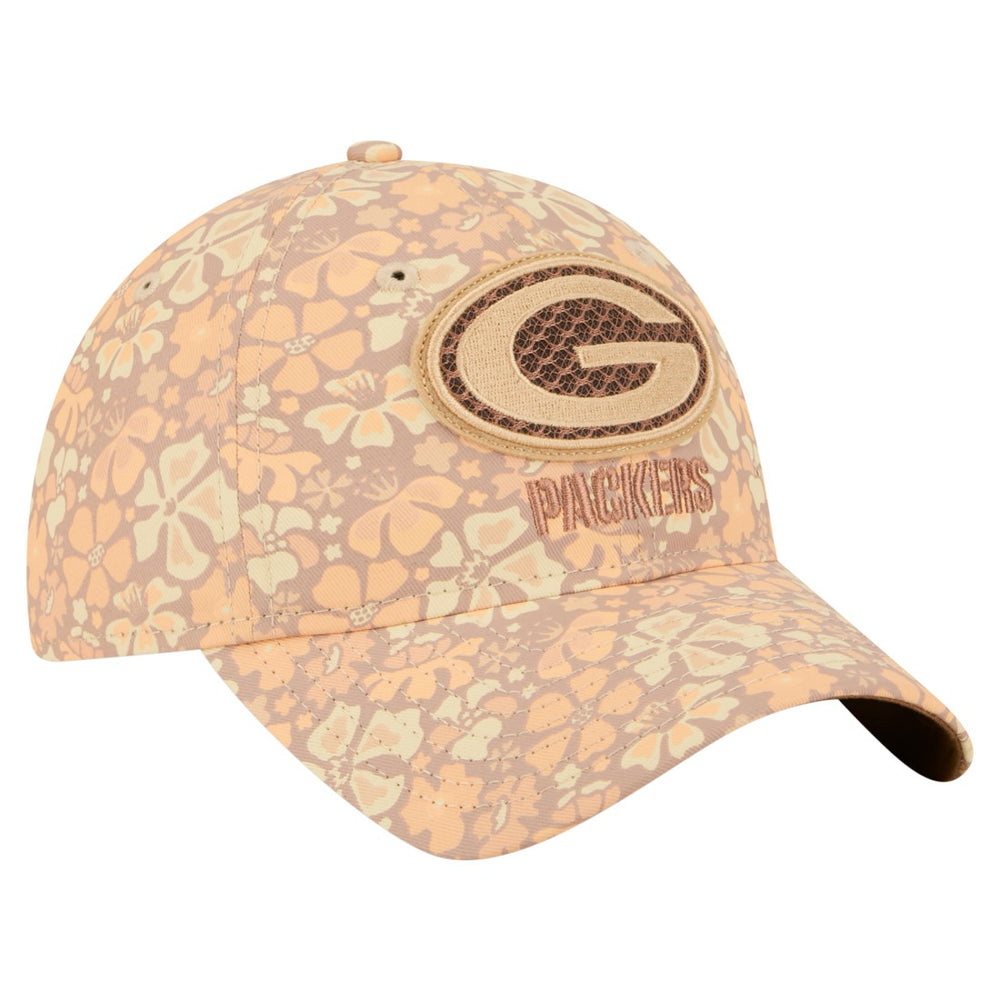 Green Bay Packers New Era Women's Floral 9TWENTY Adjustable Hat Tan | NFL