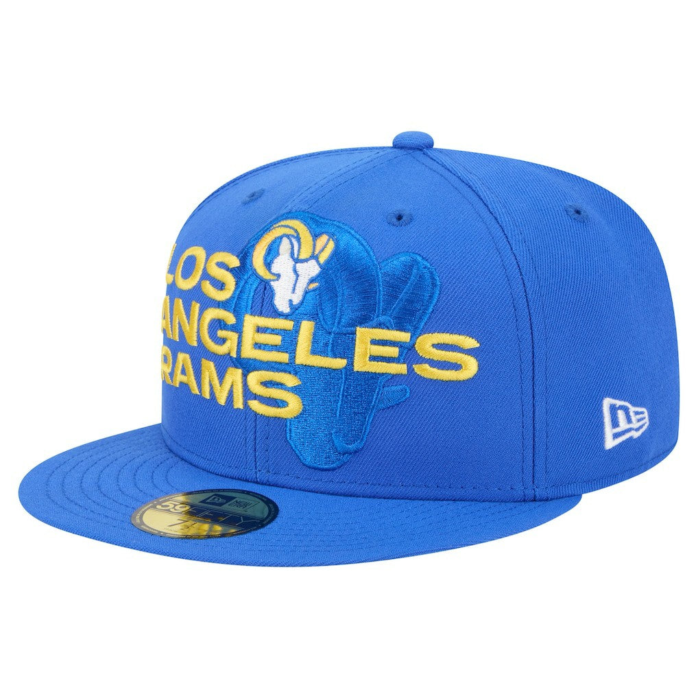 Los Angeles Rams New Era Overlap Wordmark 59FIFTY Fitted Hat Royal | NFL