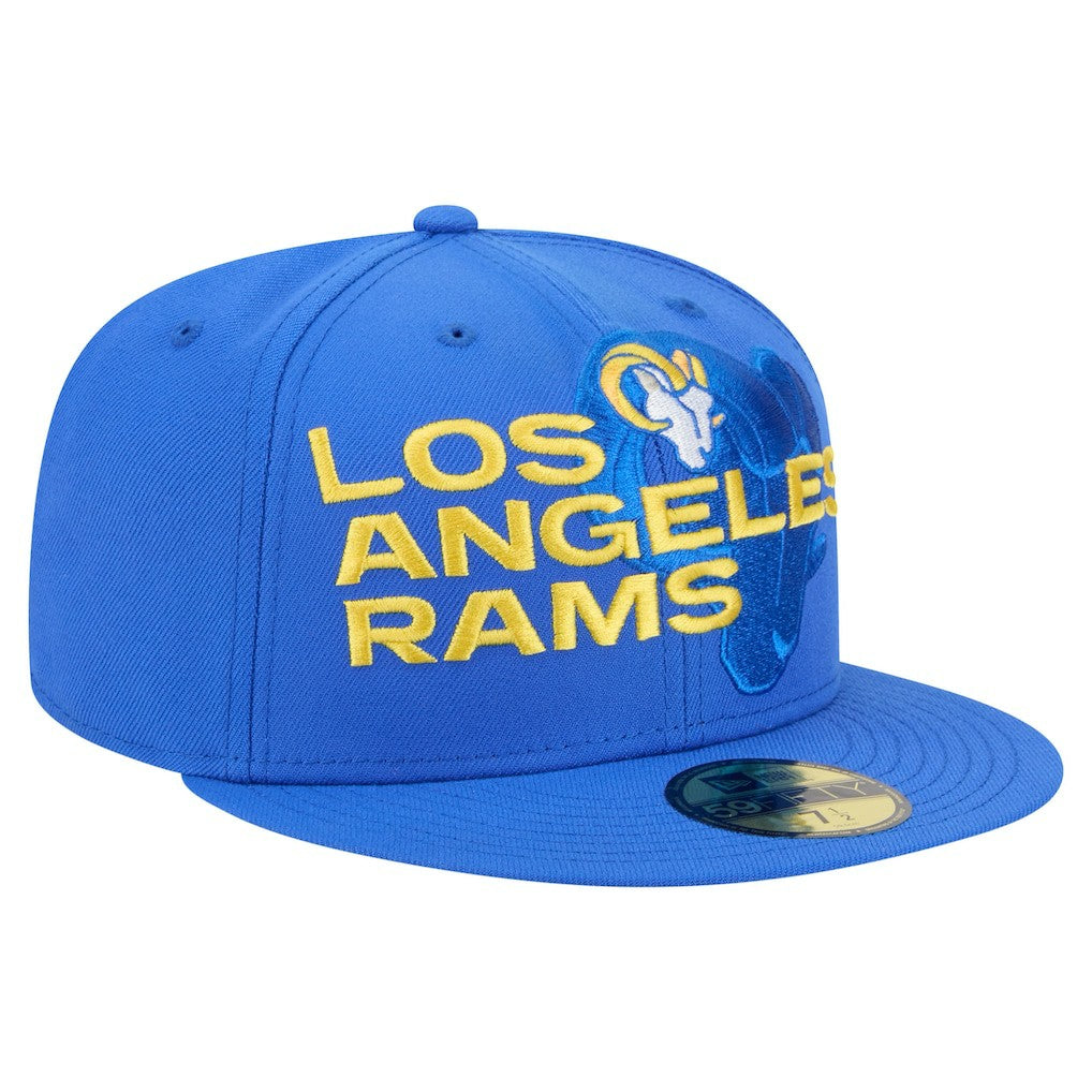 Los Angeles Rams New Era Overlap Wordmark 59FIFTY Fitted Hat Royal | NFL