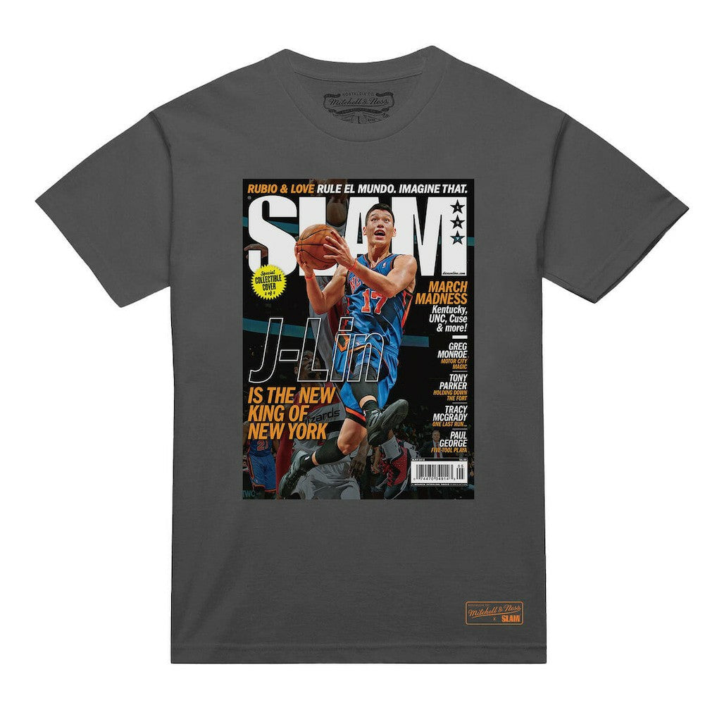 Jeremy Lin New York Knicks NBA Slam Cover T-Shirt Gray - NBA