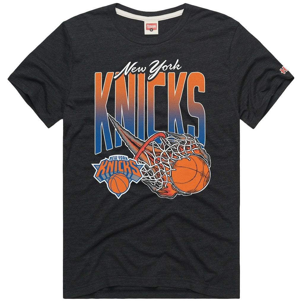 New York Knicks Homage On Fire Tri-Blend T-Shirt Charcoal - NBA