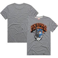 New York Knicks x Grateful Dead Homage Skull Tri-Blend T-Shirt Gray - NBA