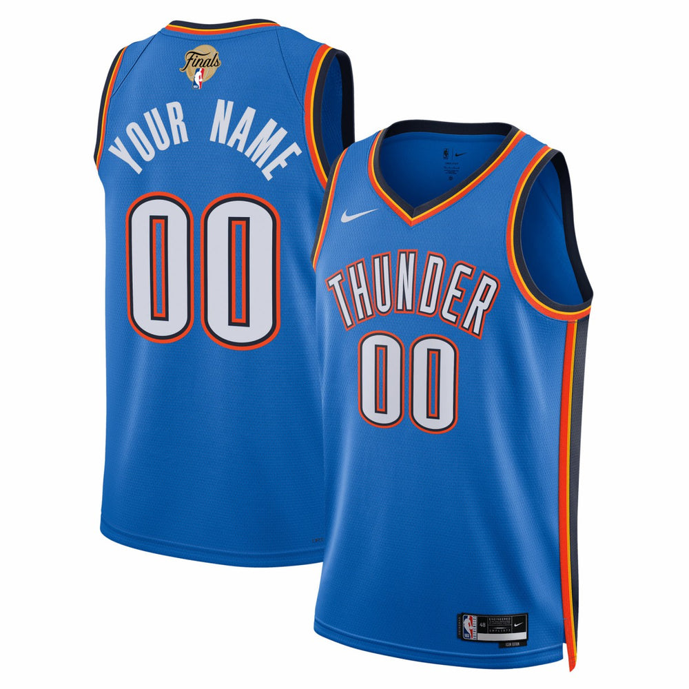 Oklahoma City Thunder Unisex 2025 NBA Finals Patch Custom Swingman Jersey Blue Icon Edition - NBA