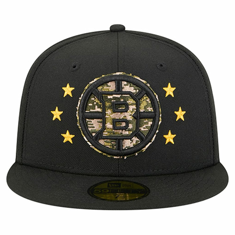 Boston Bruins New Era Military Appreciation Digital Camo Stars 59FIFTY Fitted Hat - Black - NHL