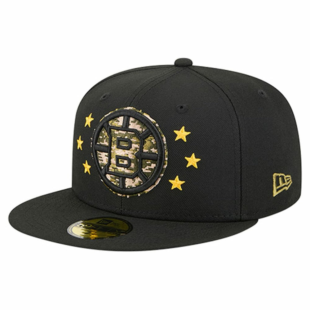 Boston Bruins New Era Military Appreciation Digital Camo Stars 59FIFTY Fitted Hat - Black - NHL