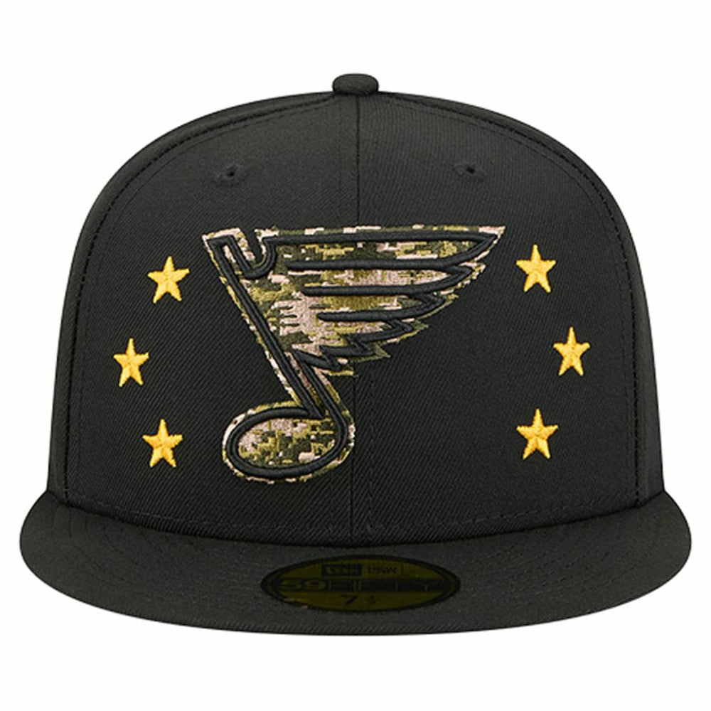 St. Louis Blues New Era Military Appreciation Digital Camo Stars 59FIFTY Fitted Hat - Black - NHL