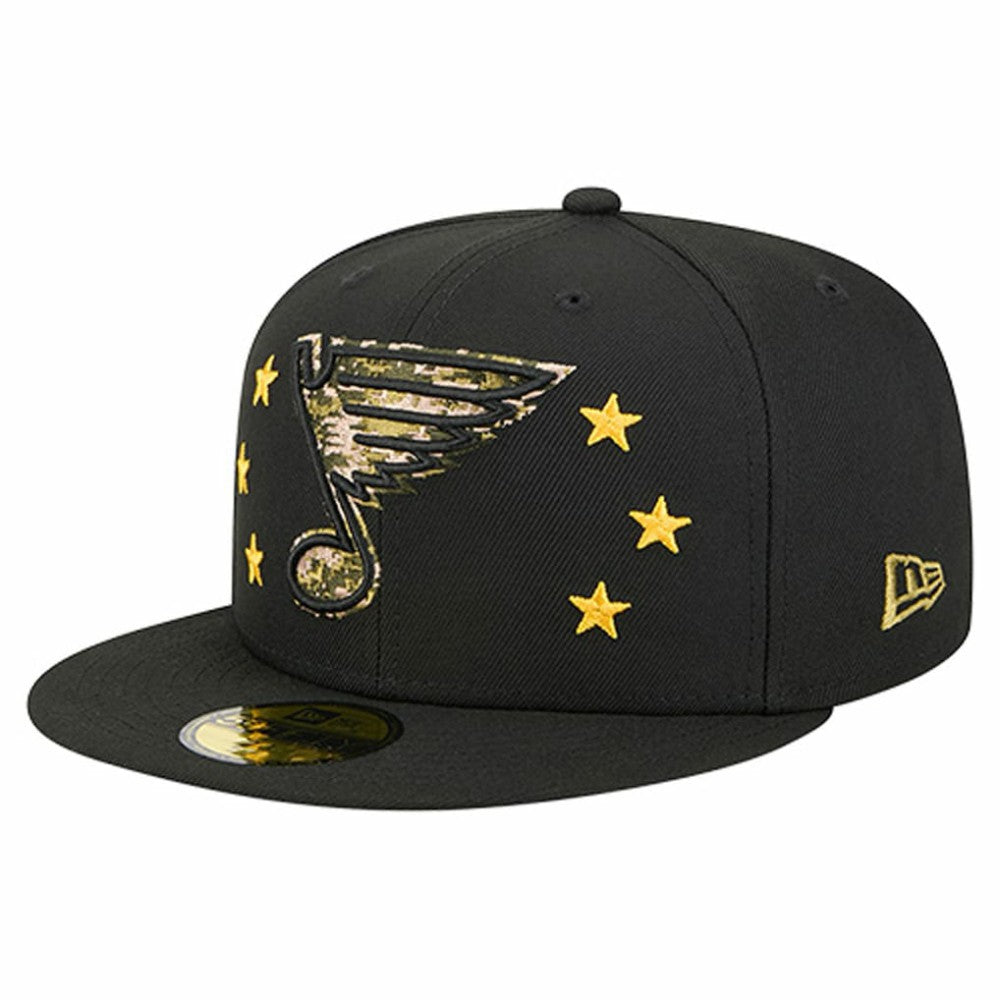 St. Louis Blues New Era Military Appreciation Digital Camo Stars 59FIFTY Fitted Hat - Black - NHL