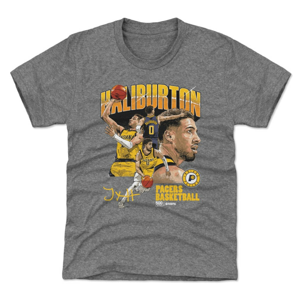 Tyrese Haliburton Indiana Pacers 500 Level Youth Collage T-Shirt Gray - NBA