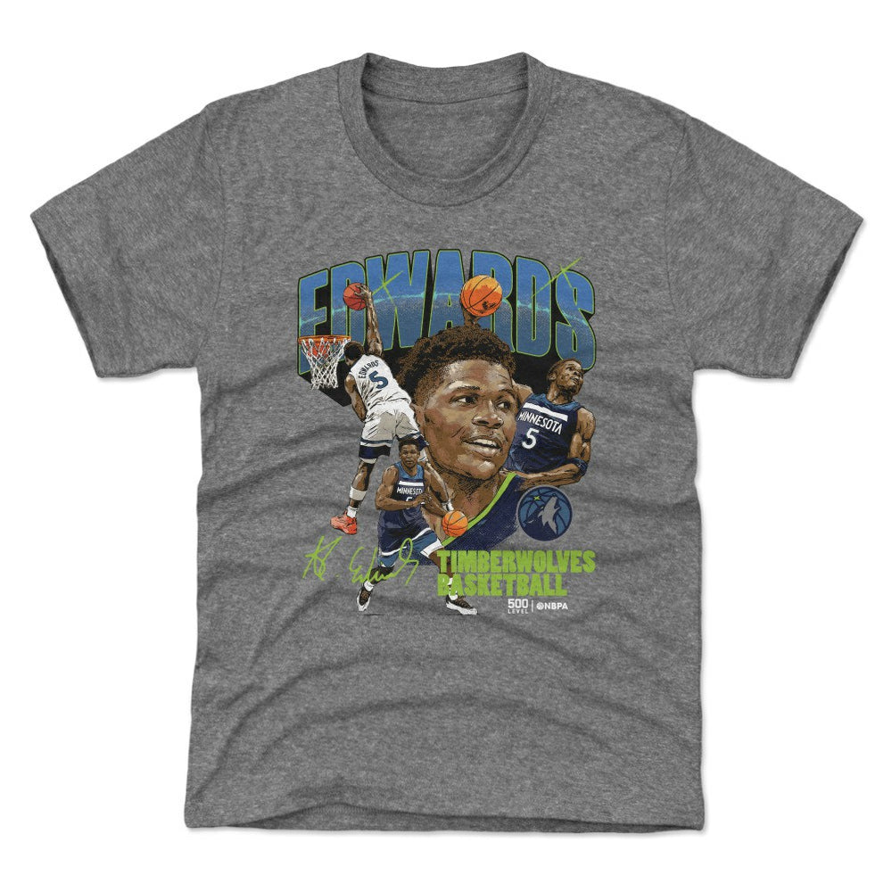 Anthony Edwards Minnesota Timberwolves 500 Level Youth Collage T-Shirt Gray - NBA