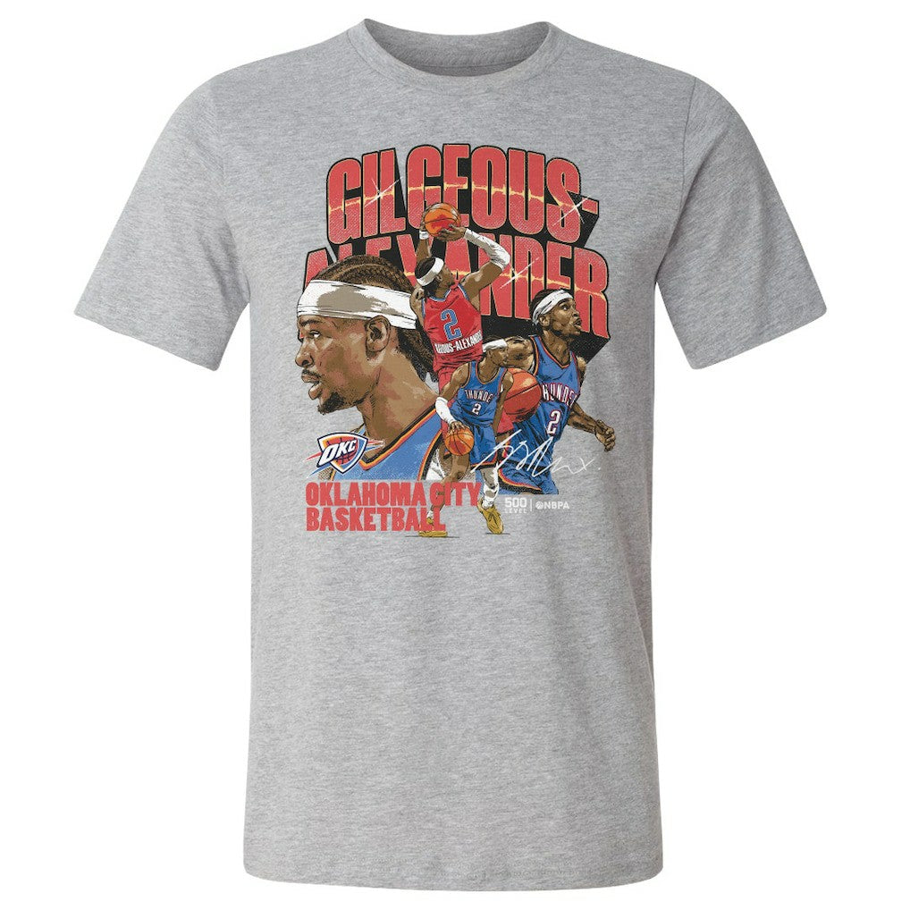 Shai Gilgeous-Alexander Oklahoma City Thunder 500 Level Collage T-Shirt Heather Gray - NBA