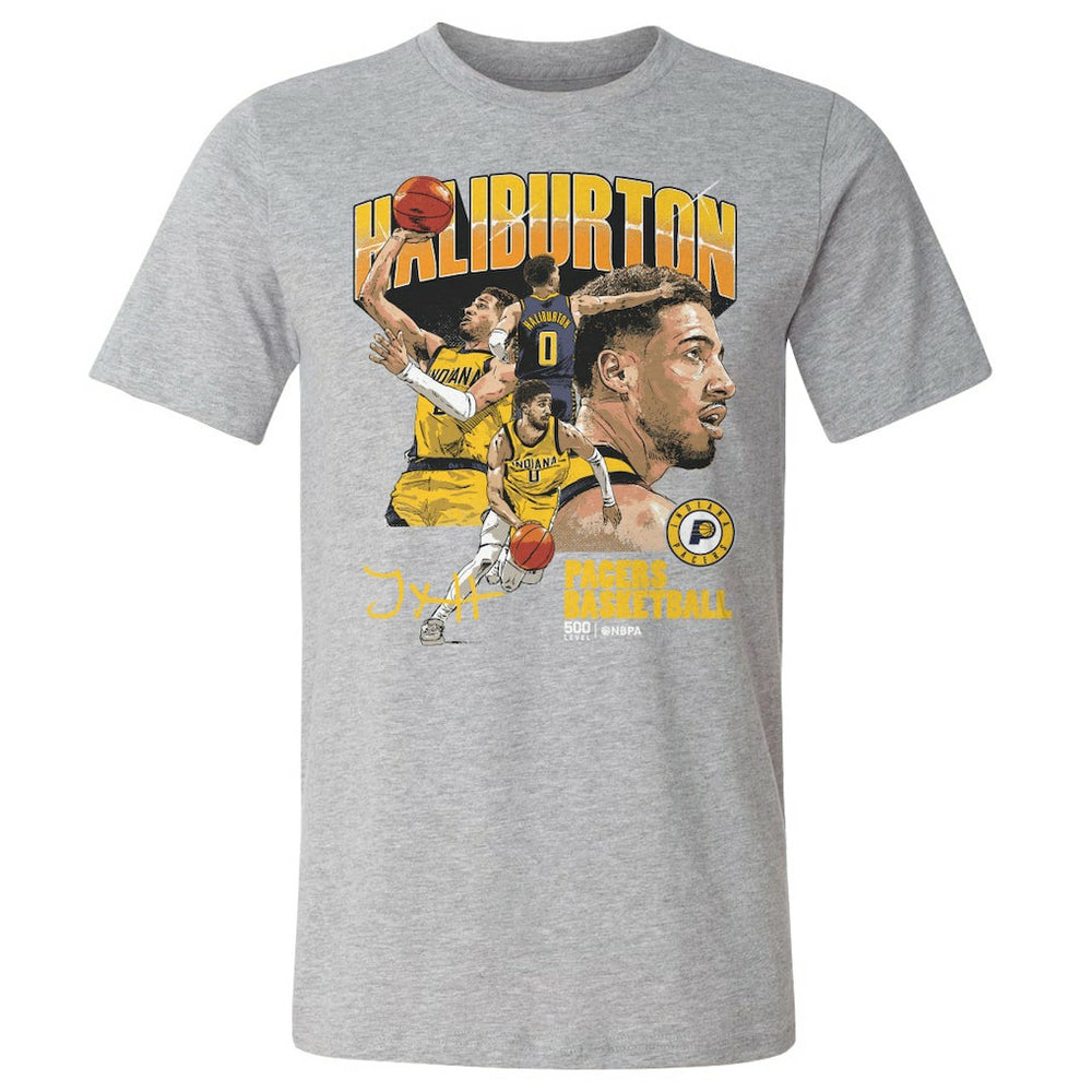 Tyrese Haliburton Indiana Pacers 500 Level Collage T-Shirt Heather Gray - NBA