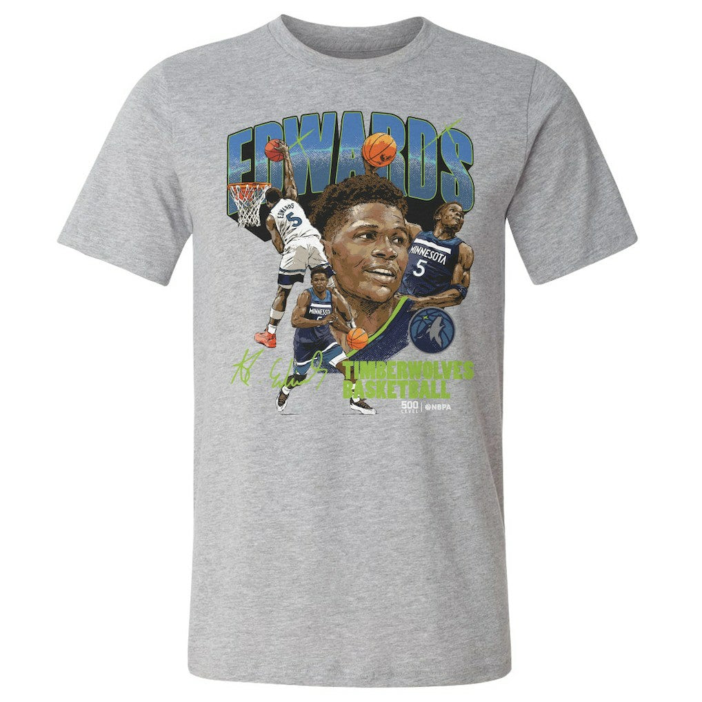 Anthony Edwards Minnesota Timberwolves 500 Level Collage T-Shirt Heather Gray - NBA