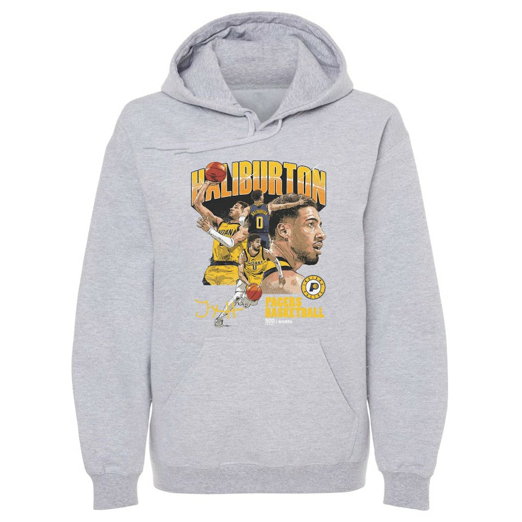 Tyrese Haliburton Indiana Pacers 500 Level Collage Pullover Hoodie Gray - NBA
