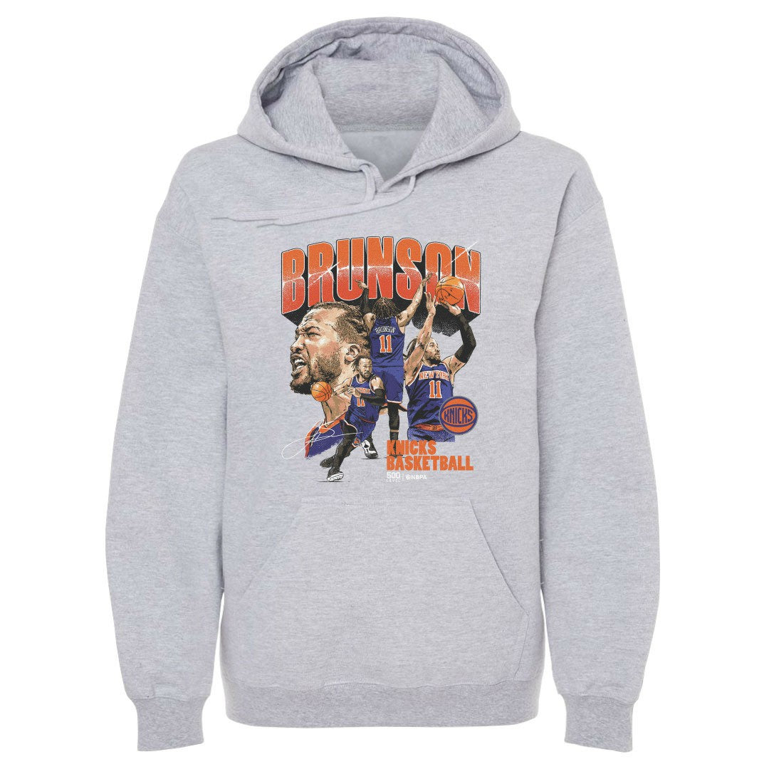 Jalen Brunson New York Knicks 500 Level Collage Pullover Hoodie Gray - NBA
