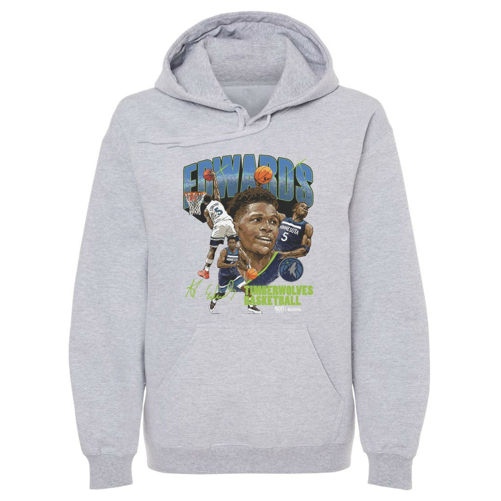 Anthony Edwards Minnesota Timberwolves 500 Level Collage Pullover Hoodie Gray - NBA