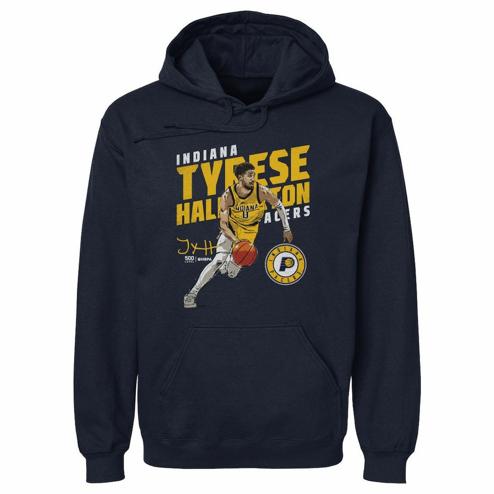 Tyrese Haliburton Indiana Pacers 500 Level Slant Pullover Hoodie Navy - NBA