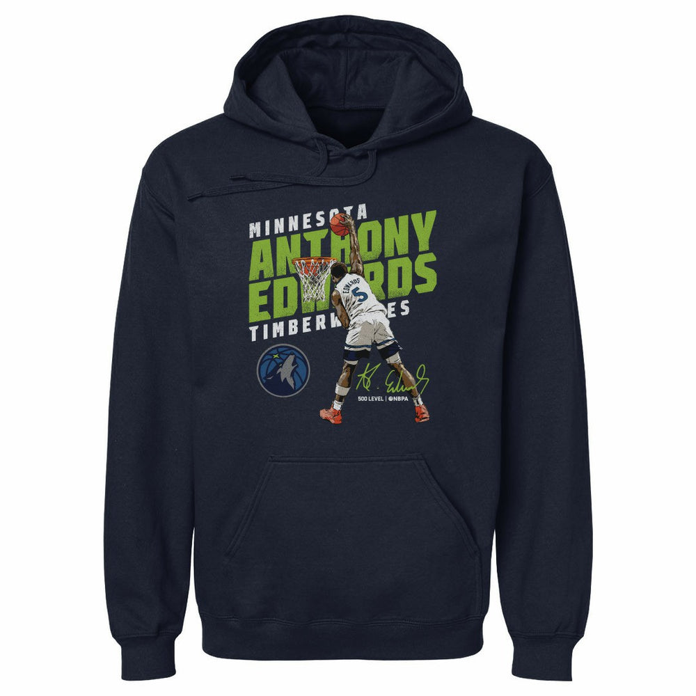 Anthony Edwards Minnesota Timberwolves 500 Level Slant Pullover Hoodie Navy - NBA
