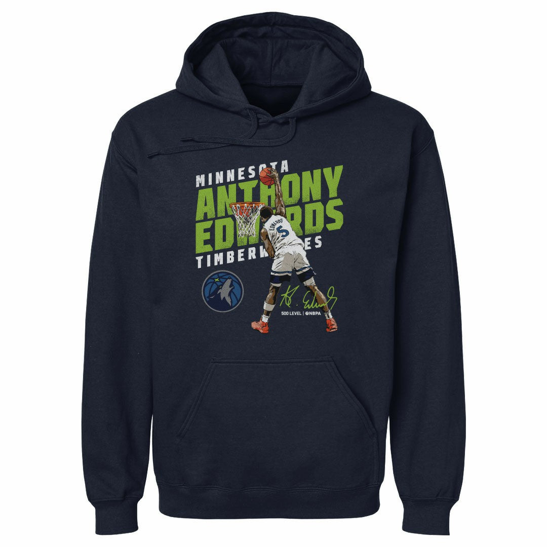 Anthony Edwards Minnesota Timberwolves 500 Level Slant Pullover Hoodie Navy - NBA
