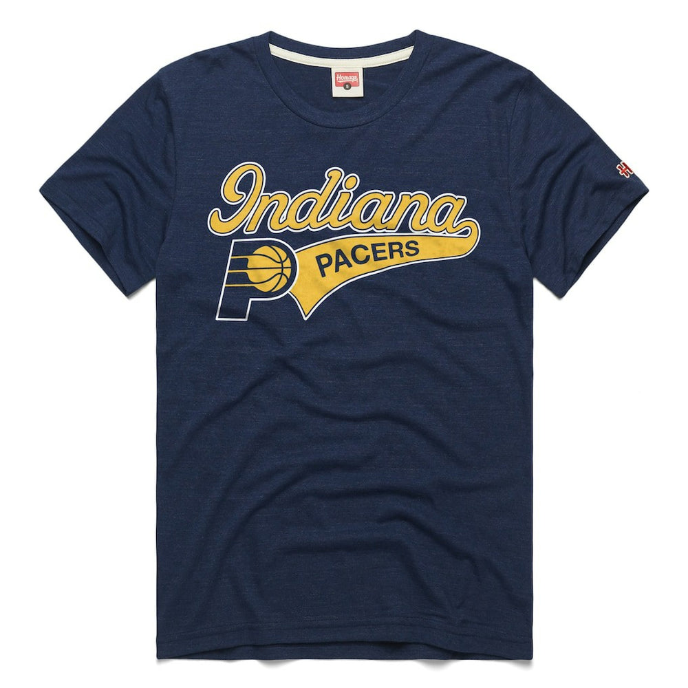 Indiana Pacers Homage Unisex Script Tri-Blend T-Shirt Navy - NBA
