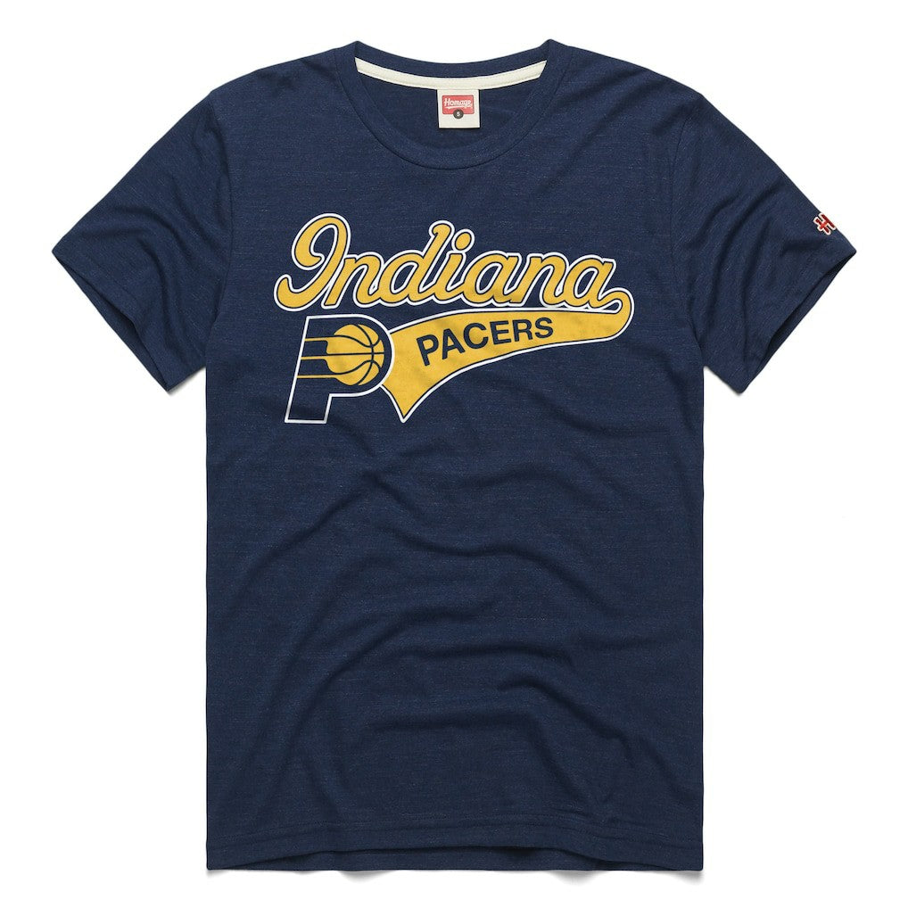 Indiana Pacers Homage Unisex Script Tri-Blend T-Shirt Navy - NBA