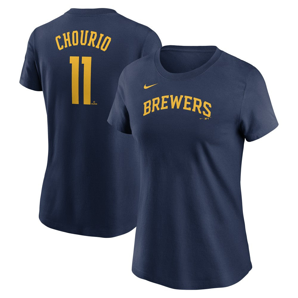 Jackson Chourio Milwaukee Brewers Nike Women's Cooperstown Collection Fuse Name & Number T-Shirt - MLB
