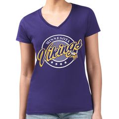 Minnesota Vikings G-III 4Her by Carl Banks Women's Super-Slim Fit Lightweight Pinstripe Circle V-Neck T-Shirt Purple | NFL