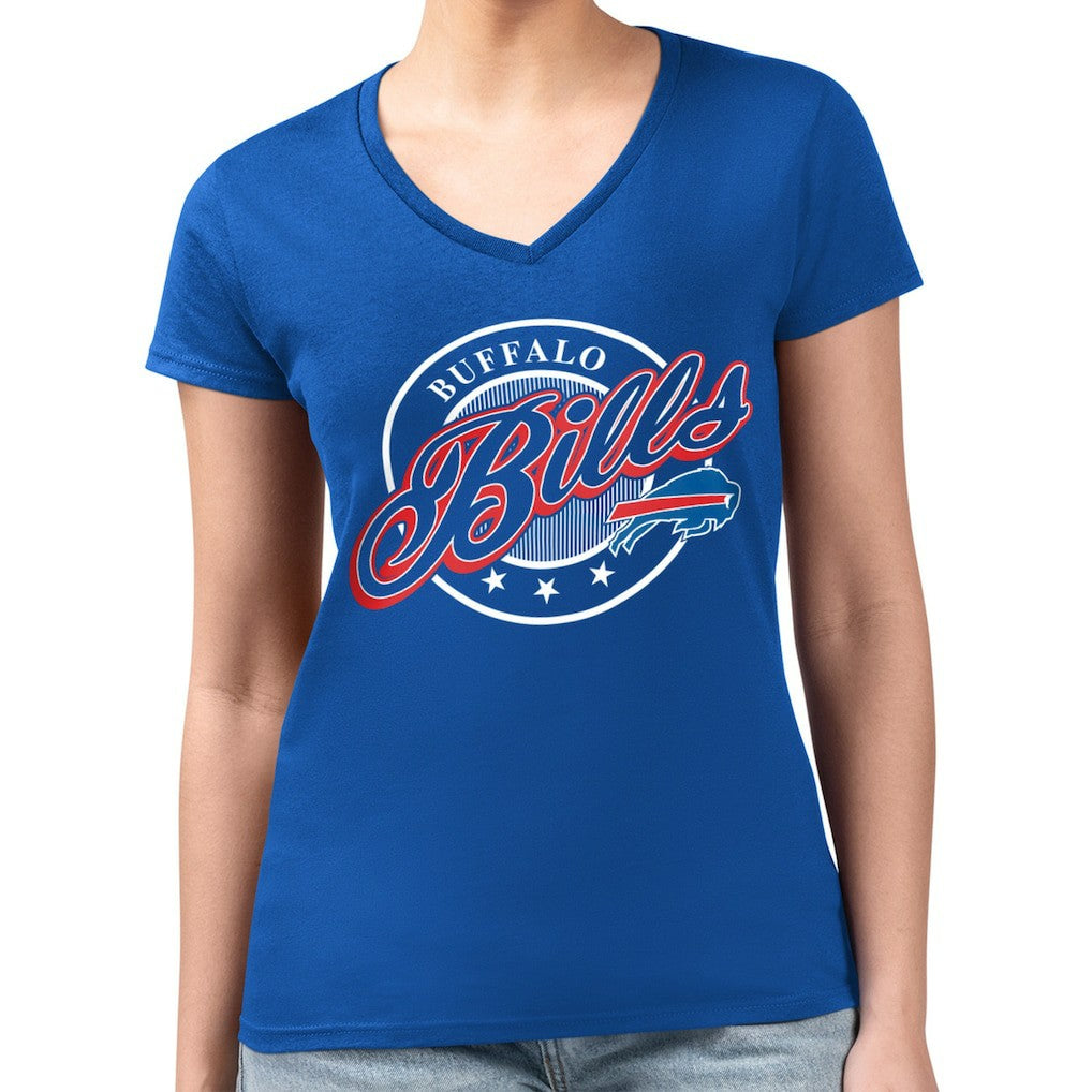 Buffalo Bills G-III 4Her by Carl Banks Women's Super-Slim Fit Lightweight Pinstripe Circle V-Neck T-Shirt Royal | NFL