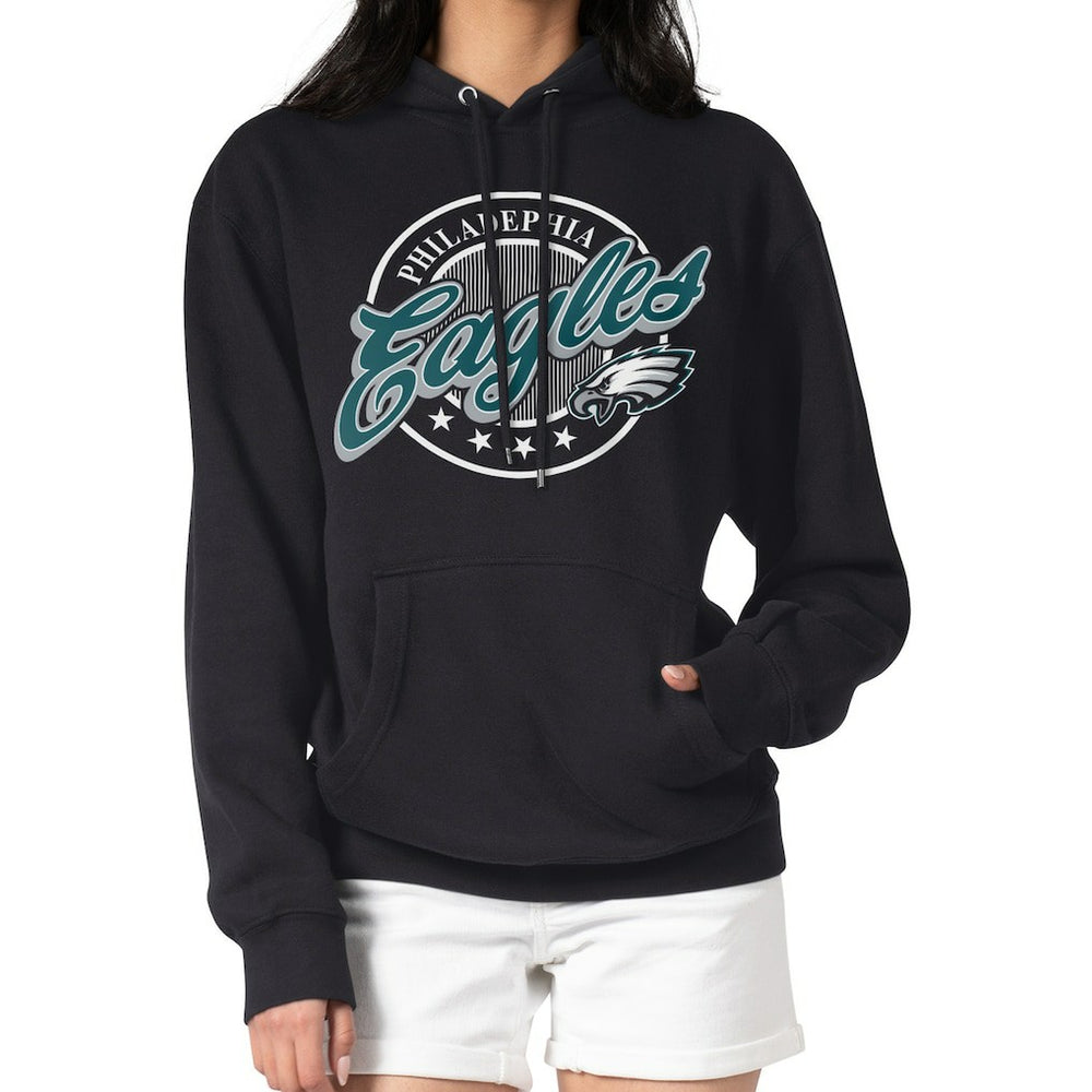 Philadelphia Eagles G-III 4Her by Carl Banks Women's Pinstripe Circle Fleece Pullover Hoodie Black | NFL