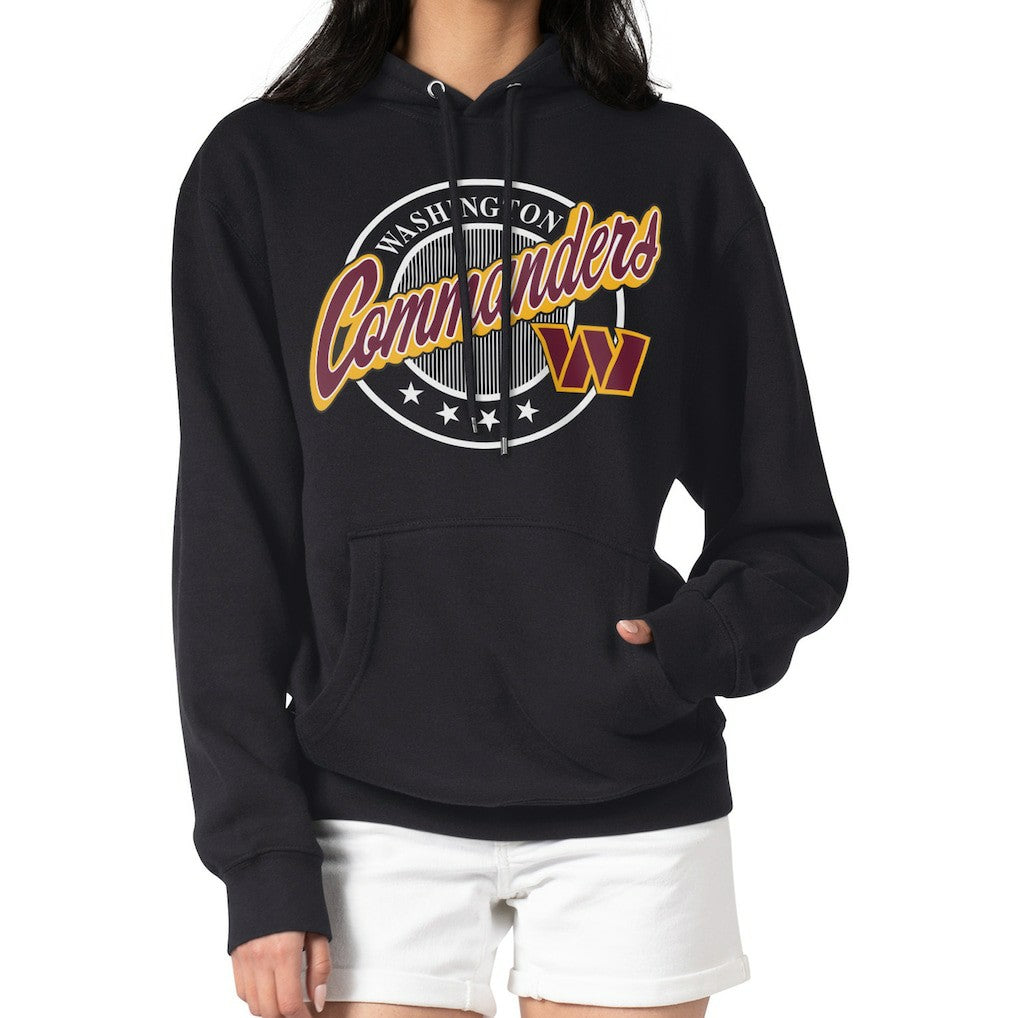 Washington Commanders G-III 4Her by Carl Banks Women's Pinstripe Circle Fleece Pullover Hoodie Black | NFL