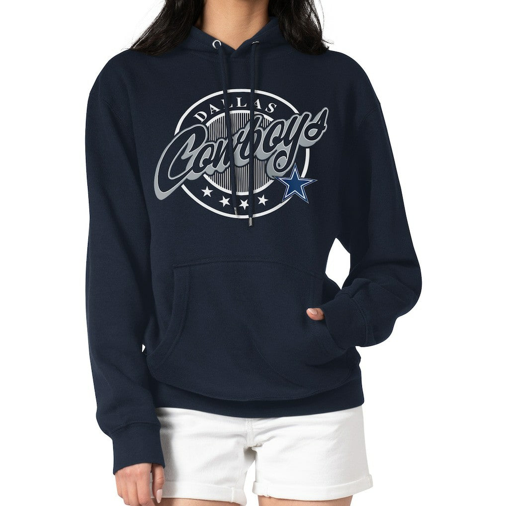Dallas Cowboys G-III 4Her by Carl Banks Women's Pinstripe Circle Fleece Pullover Hoodie Navy | NFL