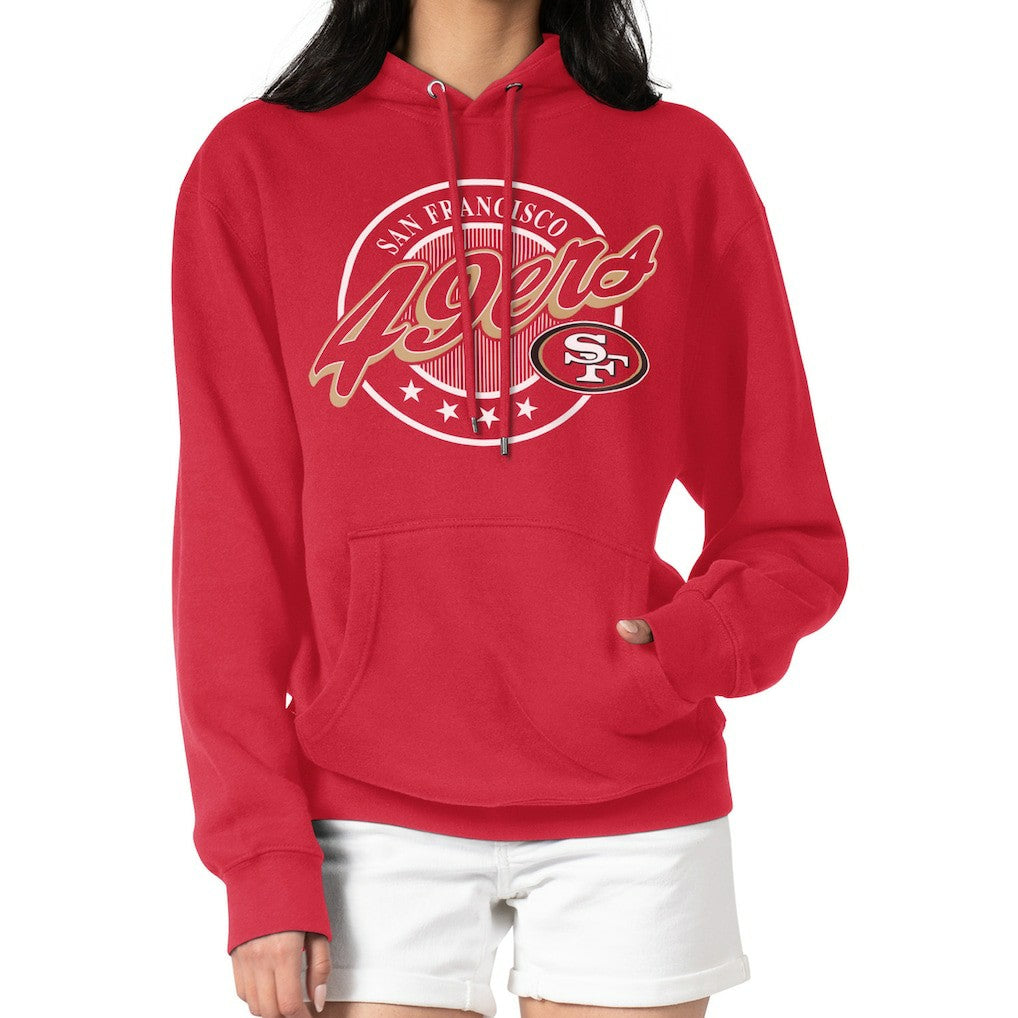 San Francisco 49ers G-III 4Her by Carl Banks Women's Pinstripe Circle Fleece Pullover Hoodie Scarlet | NFL
