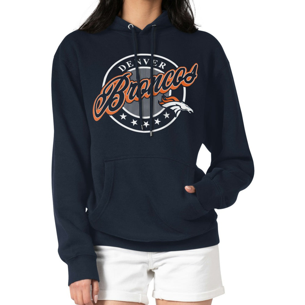 Denver Broncos G-III 4Her by Carl Banks Women's Pinstripe Circle Fleece Pullover Hoodie Navy | NFL